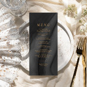 Goldkalligrafie und Black Agat Wedding Menu Menükarte
