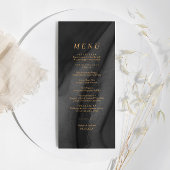 Goldkalligrafie und Black Agat Wedding Menu Menükarte