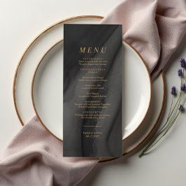 Goldkalligrafie und Black Agat Wedding Menu Menükarte