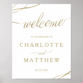 Goldkalligrafie | White Welcome Wedding Poster