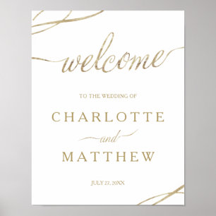 Goldkalligrafie White Welcome Wedding Poster