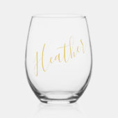 Goldkalligrafischer Name Sondergeschenk für Bräute Weinglas Ohne Stiel (Vorderseite)