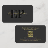 Goldkalligrafischer Text Name QR Code Skript Luxus Visitenkarte (Vorne/Hinten)