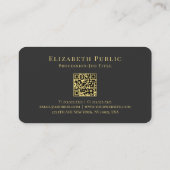 Goldkalligrafischer Text Name QR Code Skript Luxus Visitenkarte (Rückseite)