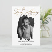 Goldkalligrafisches Foto zur Beerdigung des Gedäch Einladung (Stehend Vorderseite)