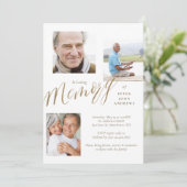 Goldkalligraphie 3 Foto zur Beerdigung des Gedächt Einladung (Stehend Vorderseite)