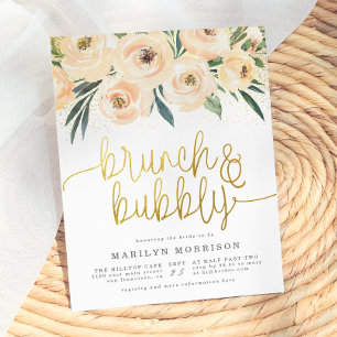 Goldkalligraphie, Blumenstanze und Bubbly Einladungspostkarte