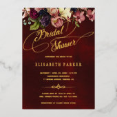 Goldkalligraphie-Bordeaux-Vintages Brautparty Folieneinladung (Vorderseite)