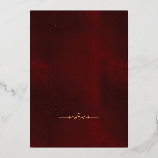 Goldkalligraphie-Bordeaux-Vintages Brautparty Folieneinladung (Rückseite)