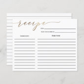 Goldkalligraphie-Brautparty-Rezept-Karte (Vorne/Hinten)