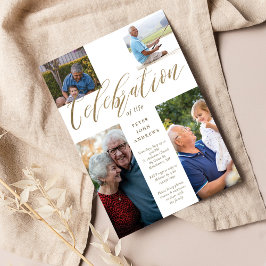 Goldkalligraphie-Foto-Kreuzfeier des Lebens Einladung