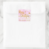 Goldkalligraphie Frohe Weihnachten Personalisiert Quadratischer Aufkleber (Tasche)