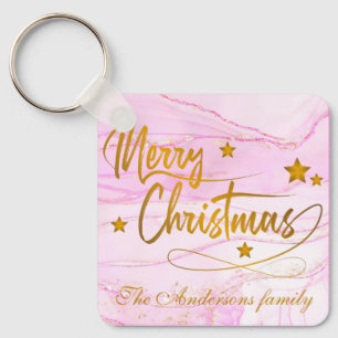 Goldkalligraphie Frohe Weihnachten Personalisiert Schlüsselanhänger
