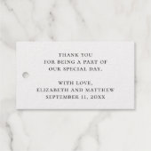 Goldkalligraphie Hochzeit danke. Elegant simpel Geschenkanhänger (Rückseite (Horizontal))