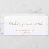 Goldkalligraphie Hochzeit Nehmen Sie Ihre Sitzplat Einladung (Rückseite)