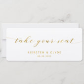 Goldkalligraphie Hochzeit Nehmen Sie Ihre Sitzplat Einladung (Vorderseite)