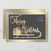 Goldkalligraphie-Logo Feiertagskarte (Vorne/Hinten)