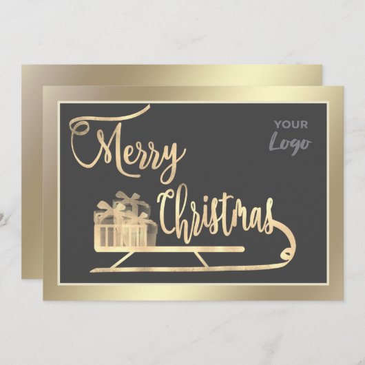 Goldkalligraphie-Logo Feiertagskarte (Vorne/Hinten)