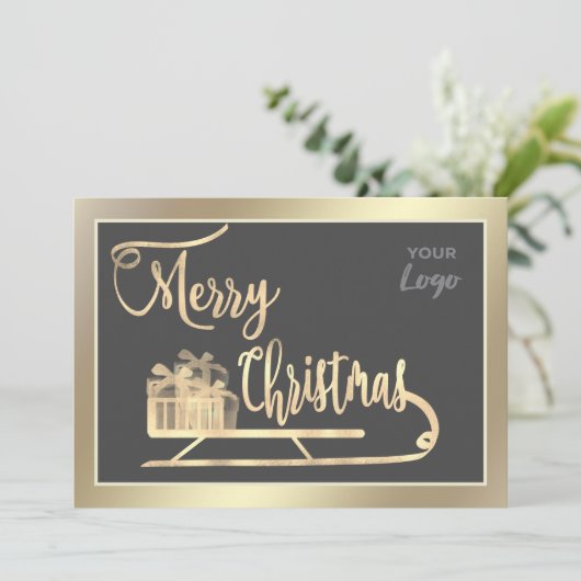 Goldkalligraphie-Logo Feiertagskarte (Stehend Vorderseite)