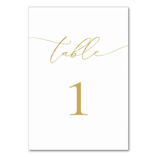 Goldkalligraphie Minimalistische Tischnummer (Rückseite)