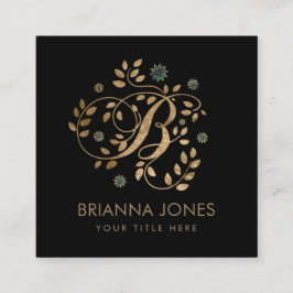 Goldkalligraphie Monogramm mit Buchstabe B Quadratische Visitenkarte