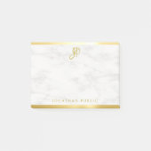 Goldkalligraphie-Monogramm-Vorlage aus weißem Marm Post-it Klebezettel (Vorderseite)