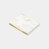 Goldkalligraphie-Monogramm-Vorlage aus weißem Marm Post-it Klebezettel (angewinkelt)