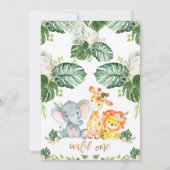 Goldkalligraphie Safari Wild One Birthday Einladung (Rückseite)