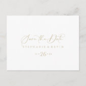 Goldkalligraphie Save the Date Postkarte (Vorderseite)