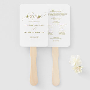 Goldkalligraphie-Script-Hochzeitsprogramm Fächer