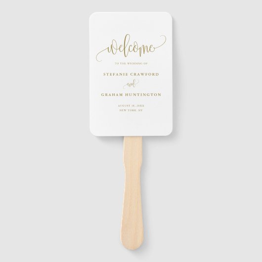 Goldkalligraphie-Script-Hochzeitsprogramm Fächer (Vorderseite)