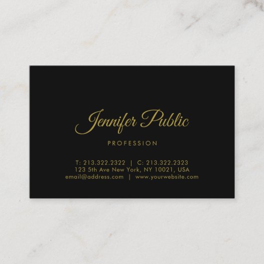 Goldkalligraphie-Skript-modernes Minimalistisches Visitenkarte (Vorderseite)