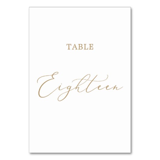 Goldkalligraphie-Tisch Achtzehn Tischnummer (Vorderseite)