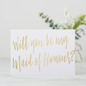 Goldkalligraphie "Werden Sie meine Trauzeugin sein Einladung (Stehend Vorderseite)