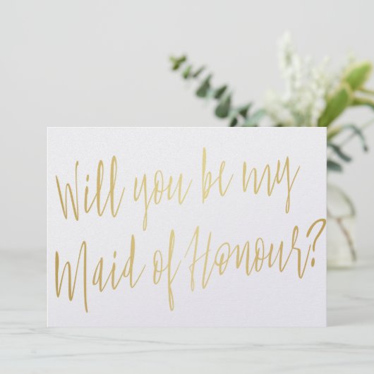 Goldkalligraphie "Werden Sie meine Trauzeugin sein Einladung (Stehend Vorderseite)