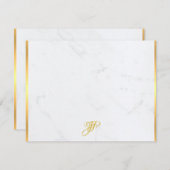 Goldkalligraphischer Monogram-Marmor Moderne Vorla Mitteilungskarte (Vorne/Hinten)