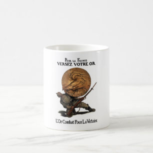 Goldkämpfe für Sieg -- Französisches WW1 Kaffeetasse