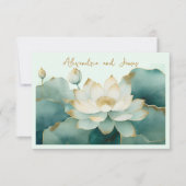 Goldkanten der Hochzeitlotus-Blume RSVP Karte (Vorderseite)