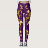 Goldkarneval-Masken auf Pflaume Leggings (Vorderseite)