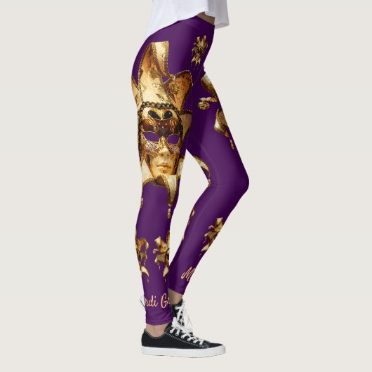 Goldkarneval-Masken auf Pflaume Leggings (Rechts)