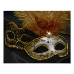 Goldkarnevals-venezianische Masken-Maskerade Fotodruck