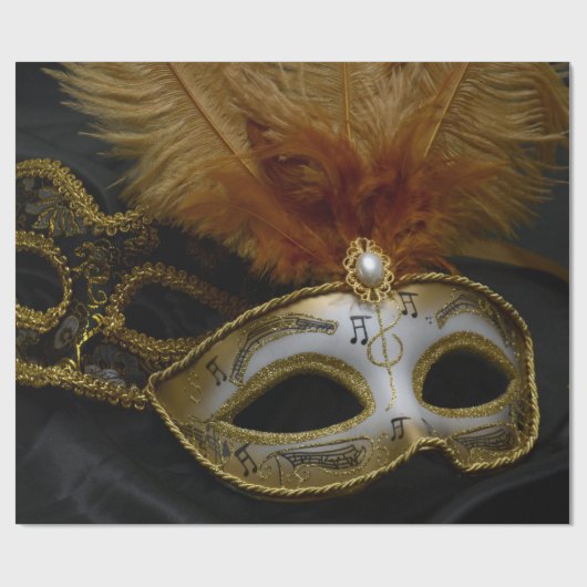 Goldkarnevals-venezianische Masken-Maskerade Geschenkpapier (Flach)