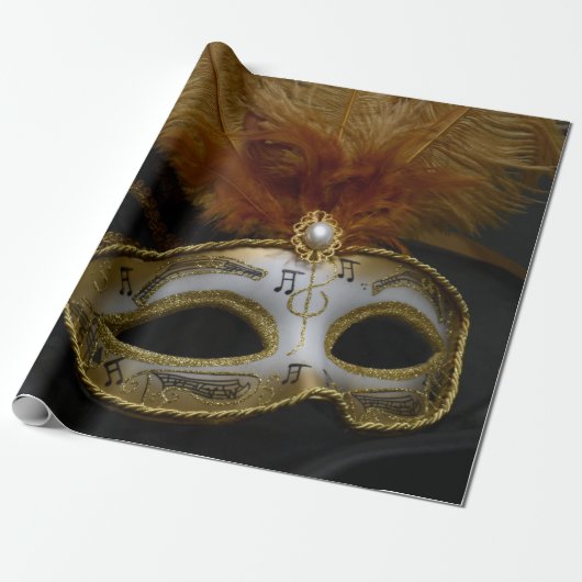 Goldkarnevals-venezianische Masken-Maskerade Geschenkpapier (Ungerollt)