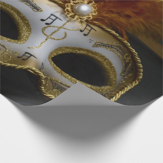 Goldkarnevals-venezianische Masken-Maskerade Geschenkpapier (Ecke)