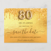 Goldkarte des 80. Glitzer Save the Date (Vorderseite)