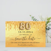 Goldkarte des 80. Glitzer Save the Date (Stehend Vorderseite)