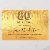 Goldkarte des 80. Glitzer Save the Date (Vorderseite)