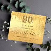 Goldkarte des 90. Glitzer Save the Date