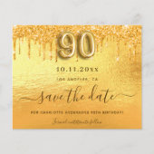 Goldkarte des 90. Glitzer Save the Date (Vorderseite)