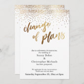 Goldkarte für verspätete Hochzeit "Änderung der Pl Einladung (Vorne/Hinten)